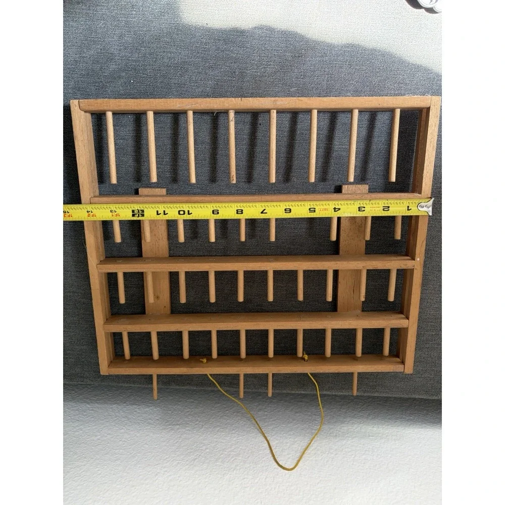 Johnny Buttons Spool Wood Thread Holder Hanging Rack Missing/Broken Spindles